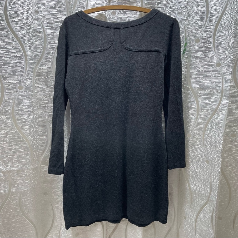 Tristan Knit Mini Dress Womens Medium Charcoal Grey Excellent Scoop‎ Neck Seamed - Picture 3 of 4